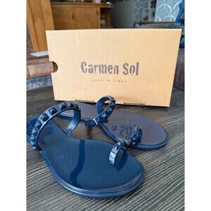 NIB Carmen Sol Navy Maria Flat Jelly Made in Italy Sandals Sz. 9